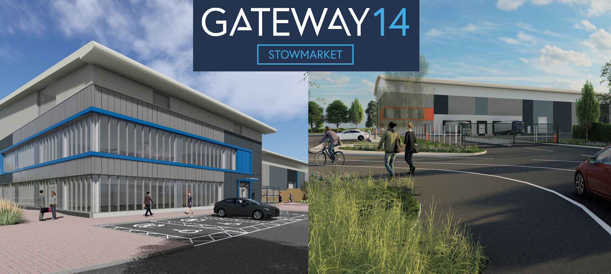 CGIs of Assan Panel and Bauder buildings at Gateway 14