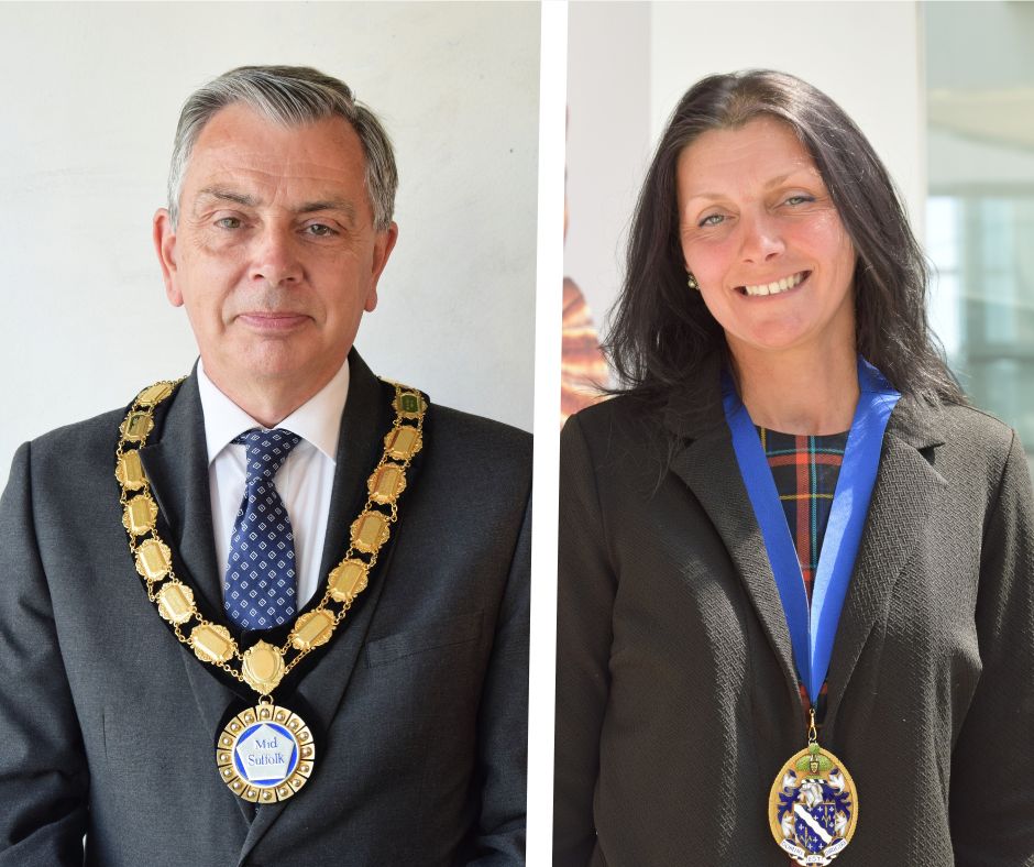Cllr Keith Scarff, Chair of Mid Suffolk District Council and Cllr Lorraine Baker Vice Chair