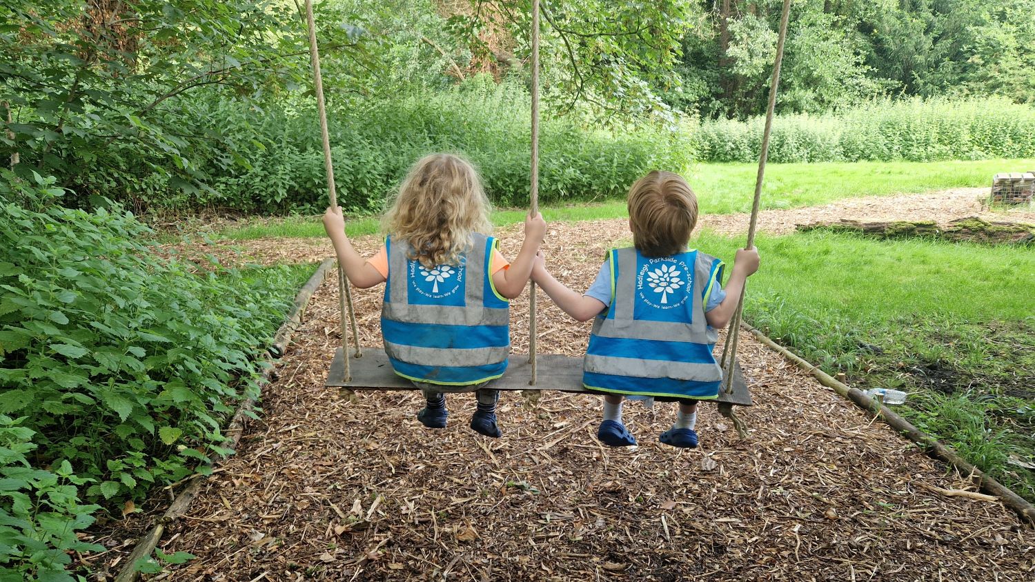 Parkside Pre-School children on swing
