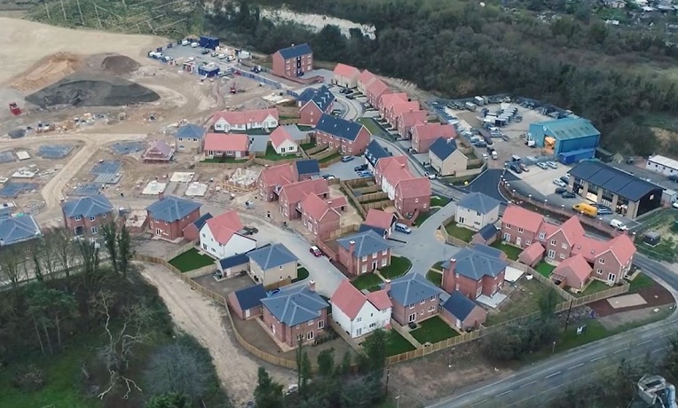 Aerial shot of housing development