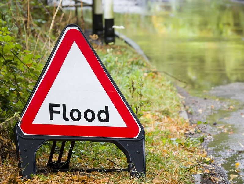 Flood warning sign