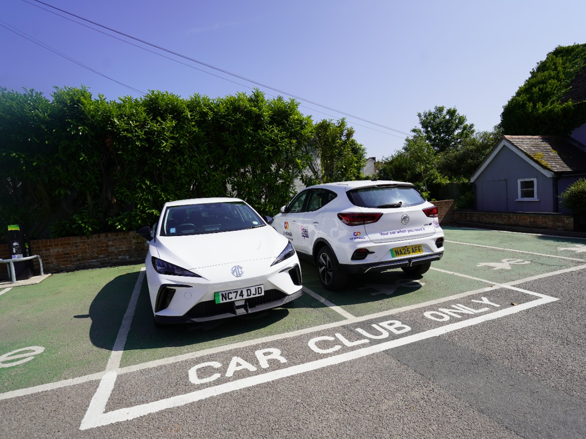 Plug in Suffolk Car Club electric cars at Hadleigh car park