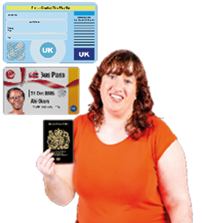 Image of a person holding photopgrahic identification