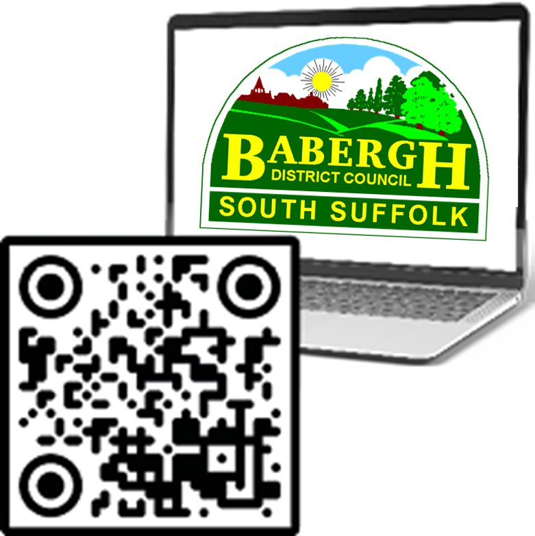Image of a laptop and QR code